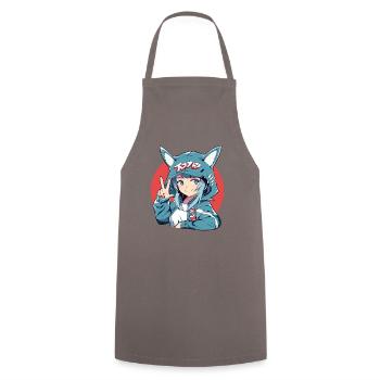 Drôle de fille japonaise comme requin lapin - Tablier de cuisine - gris - Devant - AI Model Male 185 dark (185cm)