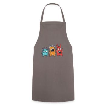 funny cute little crazy monsters - Cooking Apron - grey - Front - AI Model Male 185 dark (185cm)