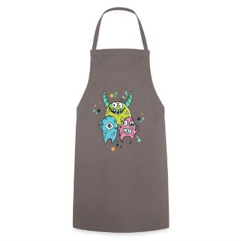 Kleine bunte Monster-Freunde - Kochschürze - Grau - Vorne - AI Model Male 185 dark (185cm)