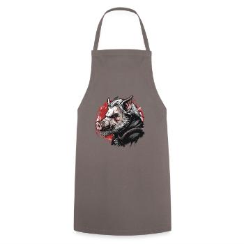 Le type mystique verrat-truie-cochon-sorcier - Tablier de cuisine - gris - Devant - AI Model Male 185 dark (185cm)