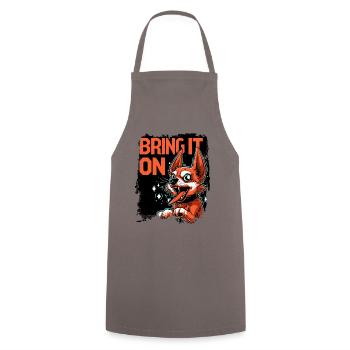 Crazy, funny little Pinscher: Bring it! - Cooking Apron - grey - Front - AI Model Male 185 dark (185cm)