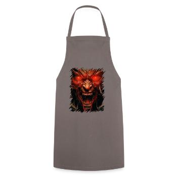 Evil Devil's Eyes: Monster Satan - Cooking Apron - grey - Front - AI Model Male 185 dark (185cm)