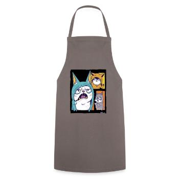 A gang of funny, ugly cat friends - Cooking Apron - grey - Front - AI Model Male 185 dark (185cm)