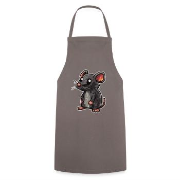 Lustige Ratte Maus - Kochschürze - Grau - Vorne - AI Model Male 185 dark (185cm)