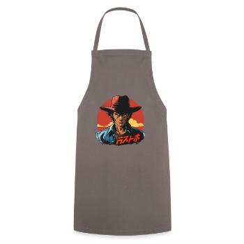 Japanese Gringo Cowboy Bob: East Meets West - Cooking Apron - grey - Front - AI Model Male 185 dark (185cm)