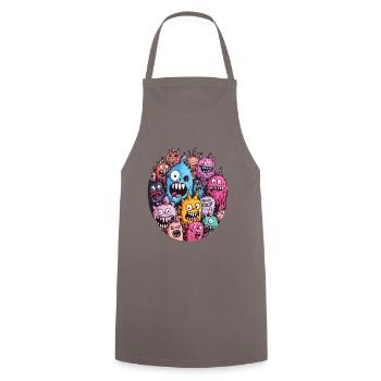 Bande folle de monstres drôles - Tablier de cuisine - gris - Devant - AI Model Male 185 dark (185cm)