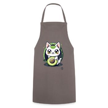 Avocato: Die süßeste Katze trifft Avocado - Kochschürze - Grau - Vorne - AI Model Male 185 dark (185cm)