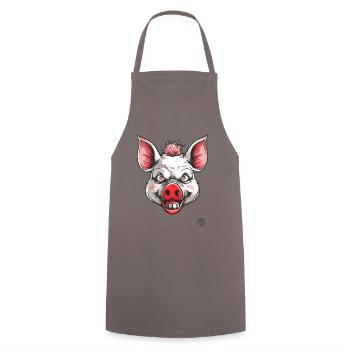 Cochon blanc effrayant psycho horreur - Tablier de cuisine - gris - Devant - AI Model Male 185 dark (185cm)