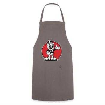 Chat Rétro Design « Chat Charmant » Style Vintage - Tablier de cuisine - gris - Devant - AI Model Male 185 dark (185cm)