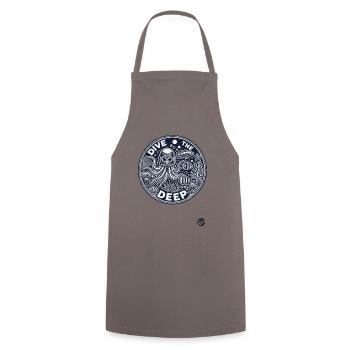 Deep Sea Design "Dive into the Deep" Underwater - Cooking Apron - grey - Front - AI Model Male 185 dark (185cm)