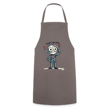 Cartoon Man: I'm Not Even Real - Cooking Apron - grey - Front - AI Model Male 185 dark (185cm)