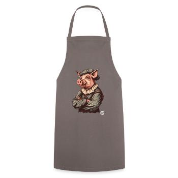 Medieval Artist Pig - Cooking Apron - grey - Front - AI Model Male 185 dark (185cm)