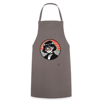 This girl means trouble - Cooking Apron - grey - Front - AI Model Male 185 dark (185cm)
