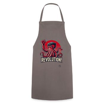 Revolution octopus with raised fist - Cooking Apron - grey - Front - AI Model Male 185 dark (185cm)