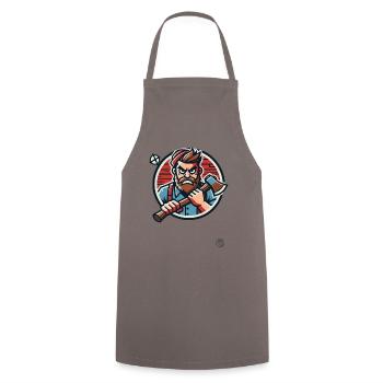 Crazy wild lumberjack with axe - Cooking Apron - grey - Front - AI Model Male 185 dark (185cm)