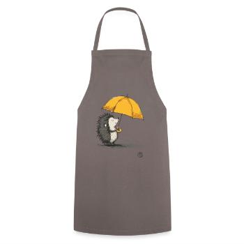 Hedgehog with umbrella in the rain - Cooking Apron - grey - Front - AI Model Male 185 dark (185cm)