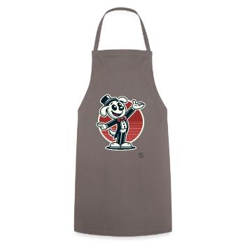 Retro Cartoon Hund als Direktor und Entertainer - Kochschürze - Grau - Vorne - AI Model Male 185 dark (185cm)