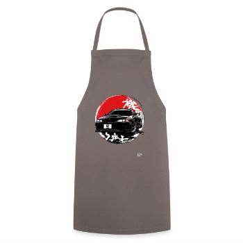 90s JDM Road Racing Car Tuning - Cooking Apron - grey - Front - AI Model Male 185 dark (185cm)