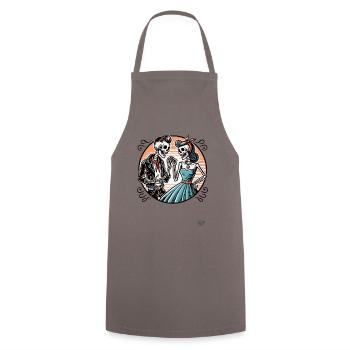 Retro Rockabilly Skelett-Paar - Kochschürze - Grau - Vorne - AI Model Male 185 dark (185cm)