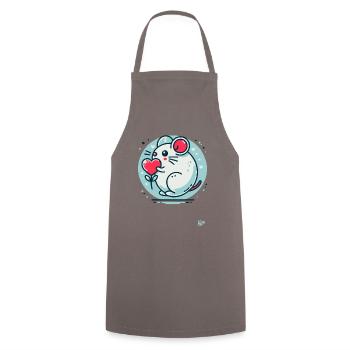 Cute Mouse with Heart - Cooking Apron - grey - Front - AI Model Male 185 dark (185cm)