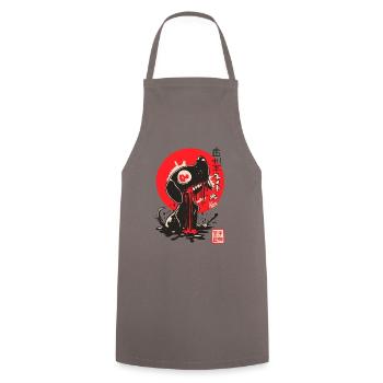 Japanese small dog of horror - Cooking Apron - grey - Front - AI Model Male 185 dark (185cm)