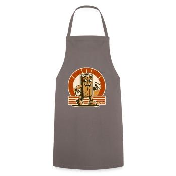 Cheerful wooden block, funny piece of wood - Cooking Apron - grey - Front - AI Model Male 185 dark (185cm)