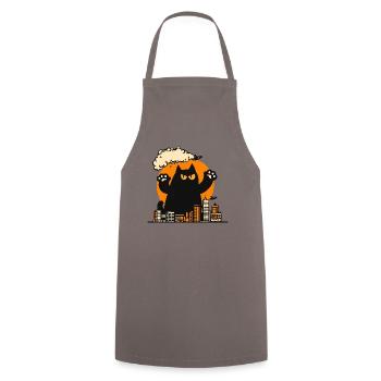 Attack of the Monster Cat - Cooking Apron - grey - Front - AI Model Male 185 dark (185cm)