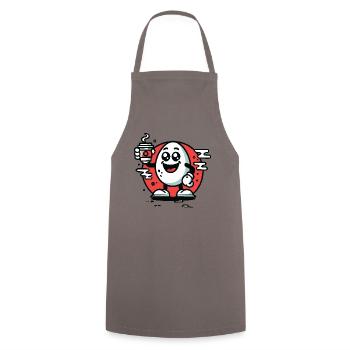 Happy Cartoon Breakfast Egg with Coffee - Cooking Apron - grey - Front - AI Model Male 185 dark (185cm)