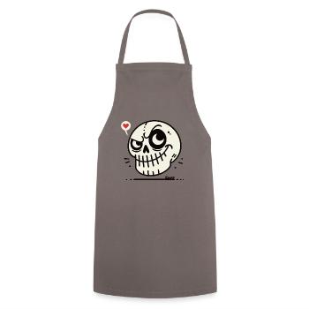 Funny cartoon skull skull with heart - Cooking Apron - grey - Front - AI Model Male 185 dark (185cm)