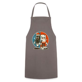 Crayon et gomme – Best Friends - Tablier de cuisine - gris - Devant - AI Model Male 185 dark (185cm)