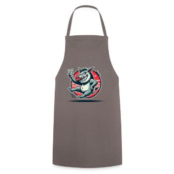 Wild boar with peace sign - Cooking Apron - grey - Front - AI Model Male 185 dark (185cm)