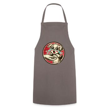 Rescued dog puppy – tears of joy - Cooking Apron - grey - Front - AI Model Male 185 dark (185cm)