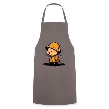 Cute pig in raincoat - Cooking Apron - grey - Front - AI Model Male 185 dark (185cm)