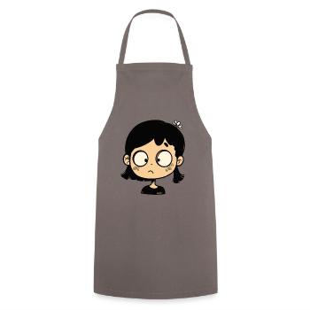 Thoughtful cartoon girl - Cooking Apron - grey - Front - AI Model Male 185 dark (185cm)