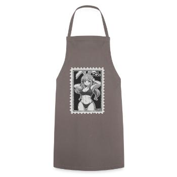 Funny Muscle Bunny as Postage Stamp - Cooking Apron - grey - Front - AI Model Male 185 dark (185cm)
