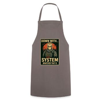 Skeleton vs. the System – Dark & Ironic - Cooking Apron - grey - Front - AI Model Male 185 dark (185cm)