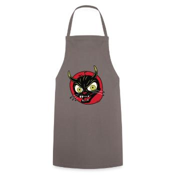 Devilish grimace of a devil cat - Cooking Apron - grey - Front - AI Model Male 185 dark (185cm)