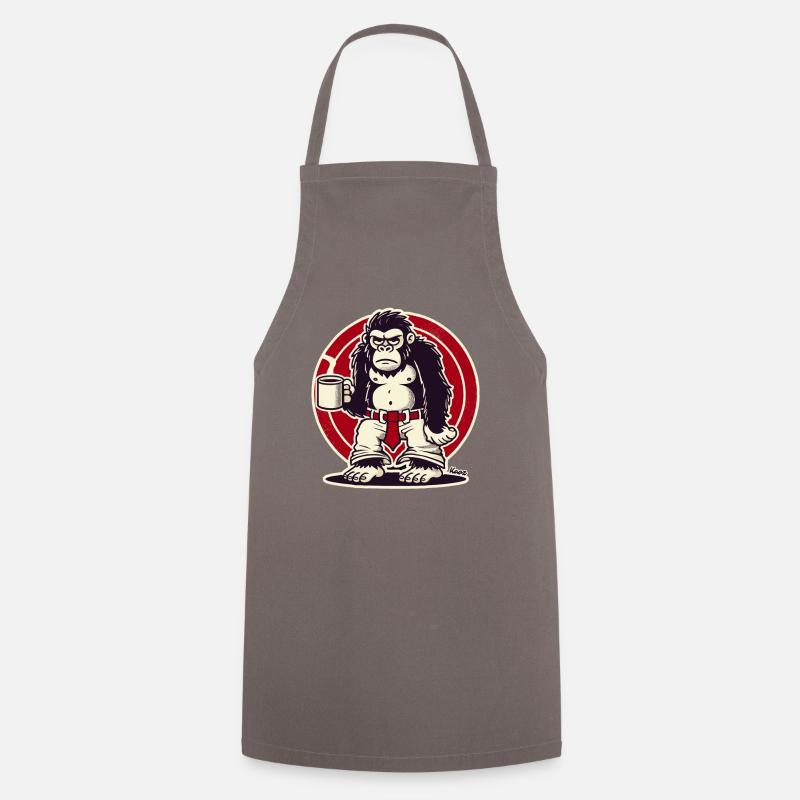 Affaissement de mauvaise humeur avec café - Tablier de cuisine - gris