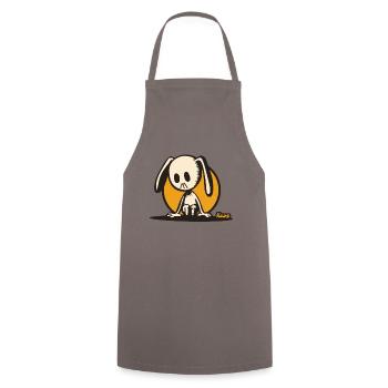 Lapin pensif – motif de dessin animé muet - Tablier de cuisine - gris - Devant - AI Model Male 185 dark (185cm)