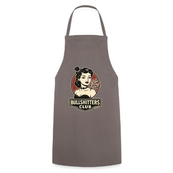 Retro-Dame mit Feder und Zylinder - Kochschürze - Grau - Vorne - AI Model Male 185 dark (185cm)