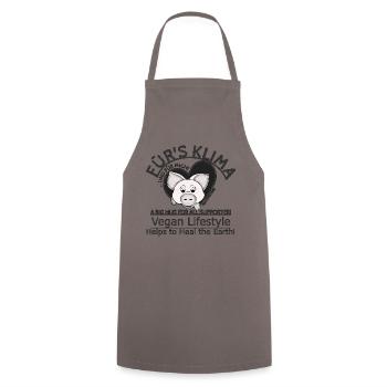 Schweinchen Vegan Klima SabineVegan HerzAufShirt - Kochschürze - Grau - Vorne - AI Model Male 185 dark (185cm)