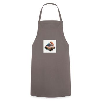 Asian Mountains - Cooking Apron - grey - Front - AI Model Male 185 dark (185cm)