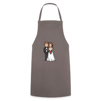 Newlyweds, Wedding, Bride, Groom - Cooking Apron - grey - Front - AI Model Male 185 dark (185cm)