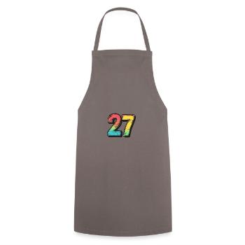 27 Zahl symbol - Kochschürze - Grau - Vorne - AI Model Male 185 dark (185cm)