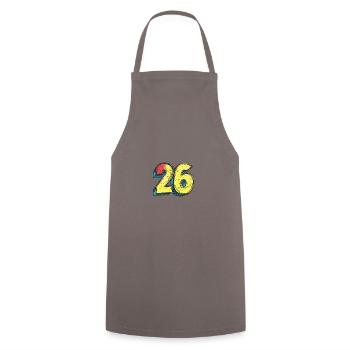 26 Zahl symbol - Kochschürze - Grau - Vorne - AI Model Male 185 dark (185cm)