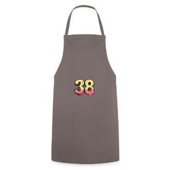 38 Number symbol - Cooking Apron - grey - Front - AI Model Male 185 dark (185cm)