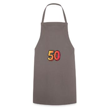 50 Number symbol - Cooking Apron - grey - Front - AI Model Male 185 dark (185cm)