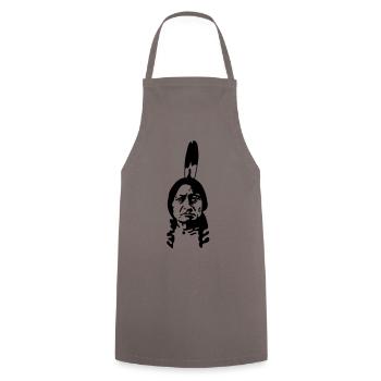 Indianer - Kochschürze - Grau - Vorne - AI Model Male 185 dark (185cm)