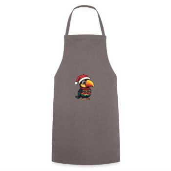 Toucan oiseau bande dessinée de Noël - Tablier de cuisine - gris - Devant - AI Model Male 185 dark (185cm)