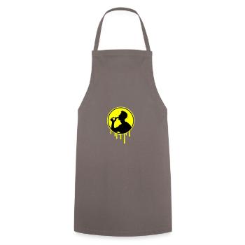 Flasche Bier Trinken - Kochschürze - Grau - Vorne - AI Model Male 185 dark (185cm)